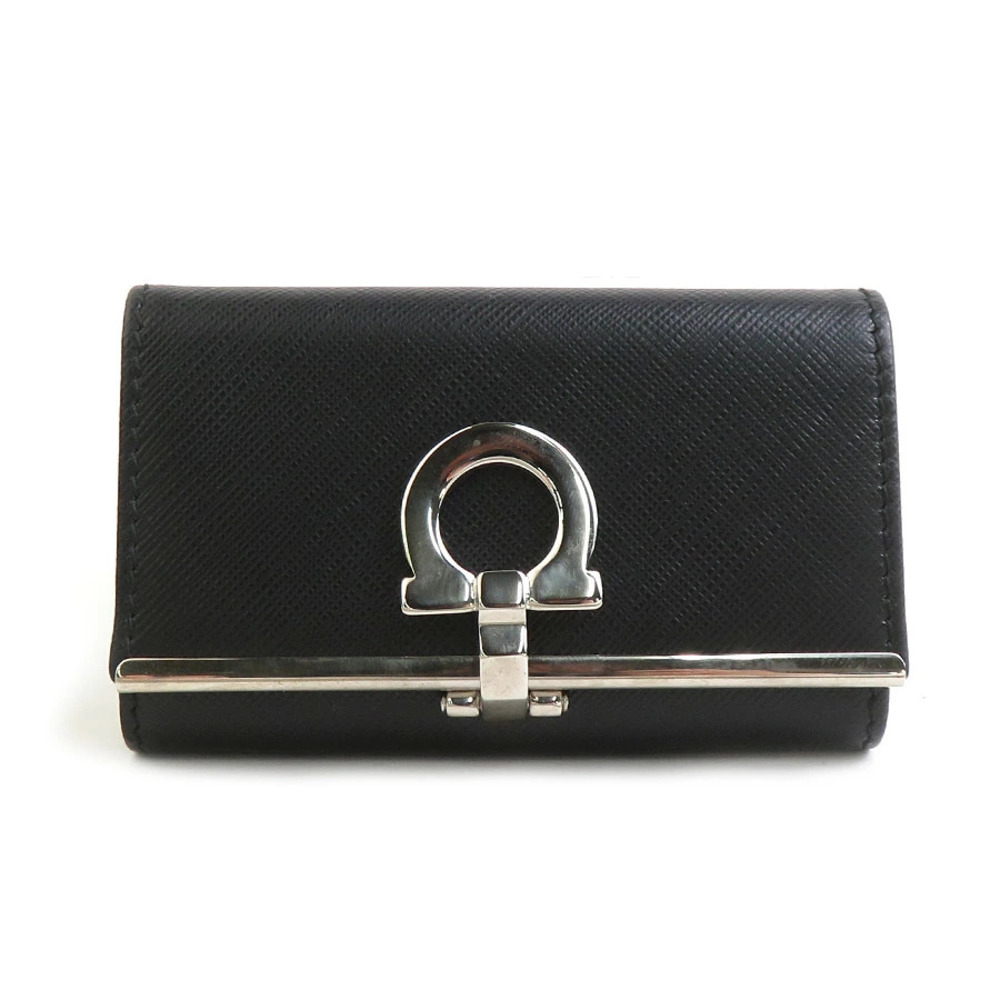 Salvatore Ferragamo Key Case Wallet Gancini leather black